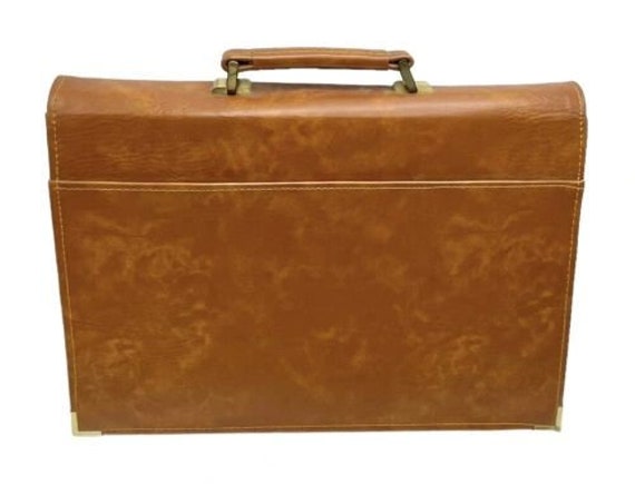 Men's Vintage Brown Leather Gold Briefcase Attach… - image 2