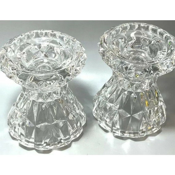 Mikasa Carlton Pillar Lead Crystal Candle Holders Pair 2 Etsy