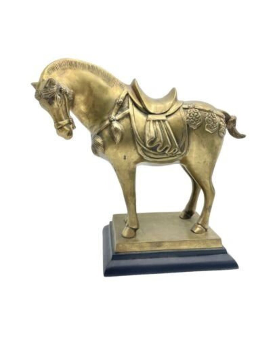 Vintage Chinese Tang Horse Sculpture Brass Head Down Black Etsy