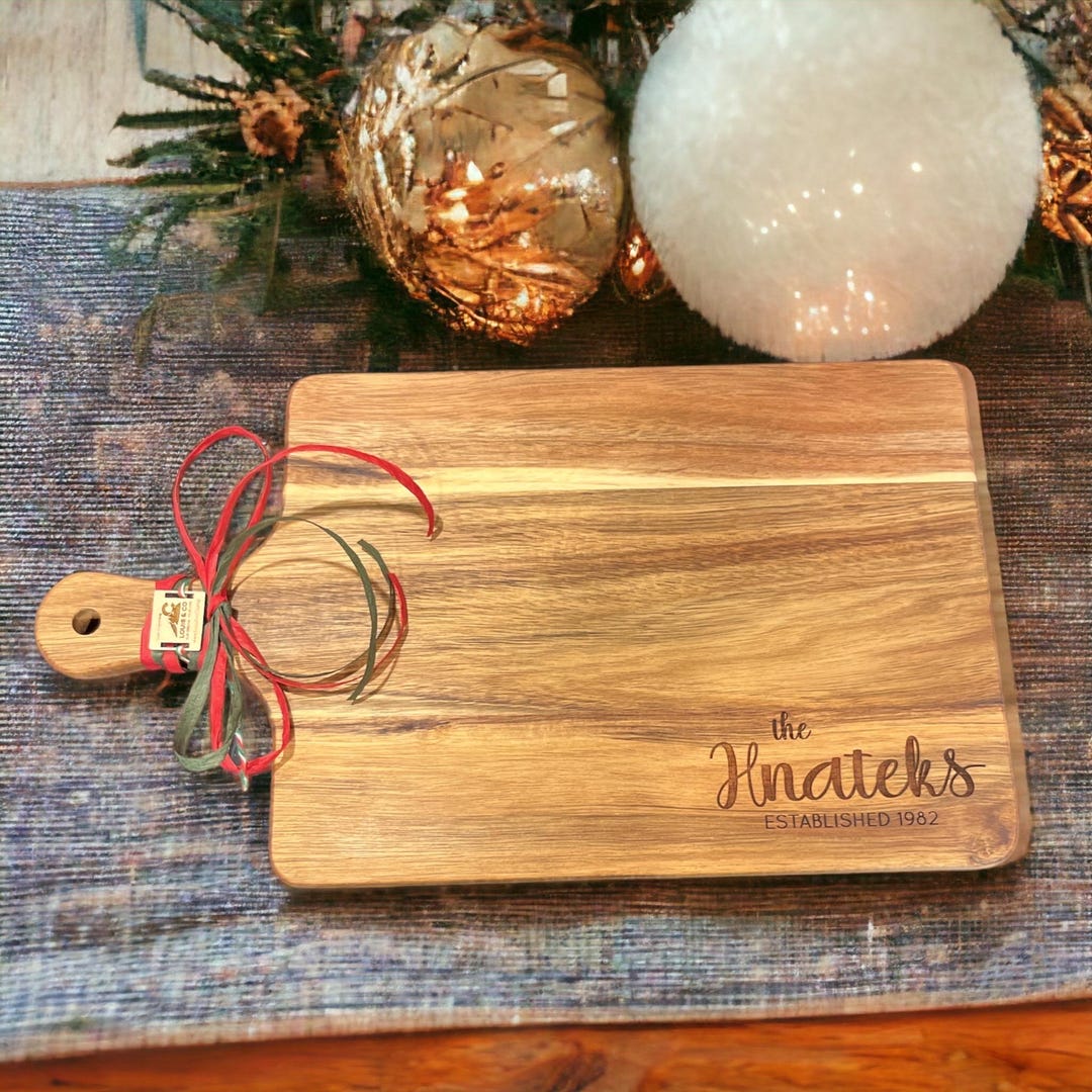 Personalized Acacia Wood Cutting Board: Engraved Charcuterie Board Gift ...