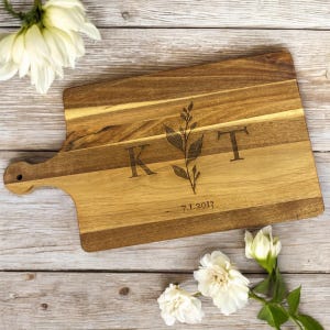Custom Acacia Wood Cutting Board: Engraved Mountain Charcuterie Board