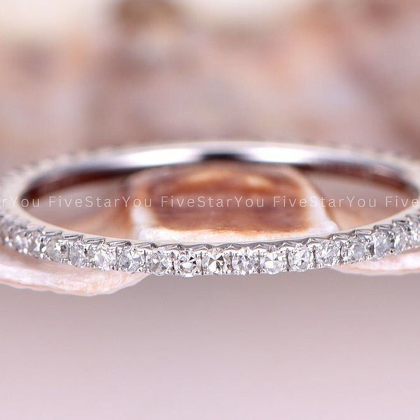 1.20 Ct Round moissanite diamond band ring, Full eternity band ring, Engagement band ring, 14K white gold band ring