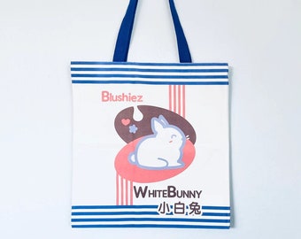 White Bunny Canvas Tote Bag