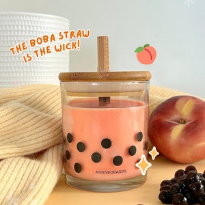 Peach Tea | Boba Straw Wick Candle