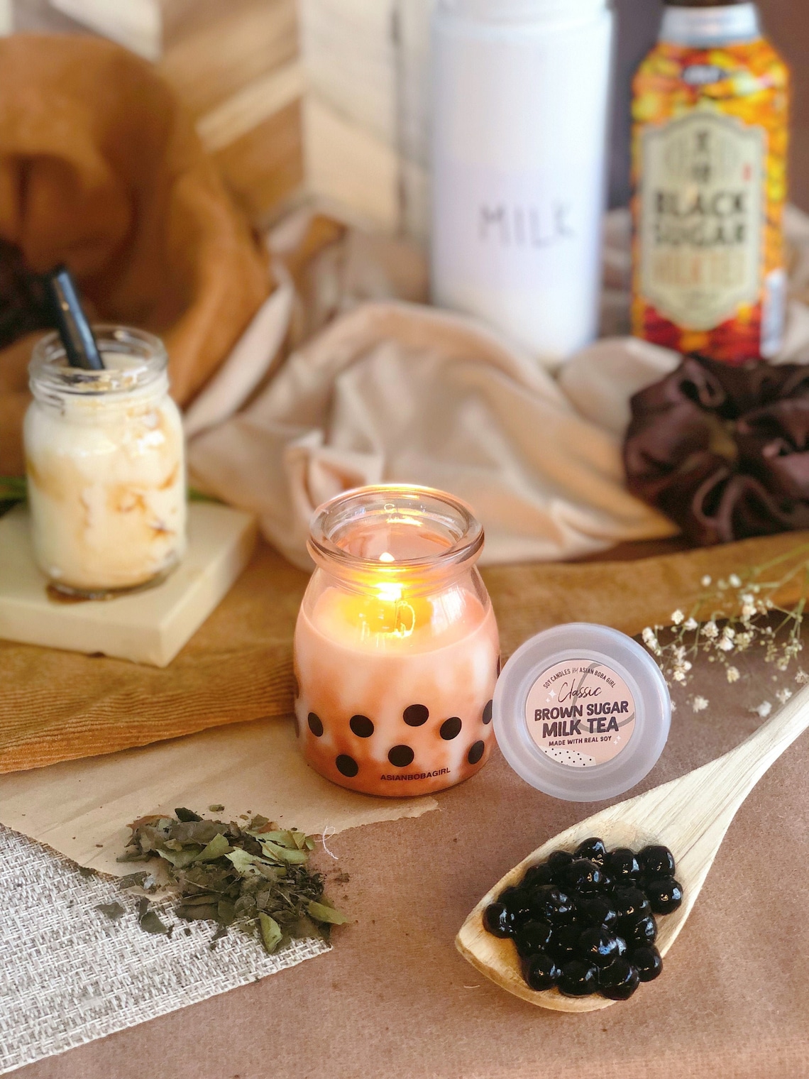 Brown Sugar Milk Tea Boba Candle Etsy UK