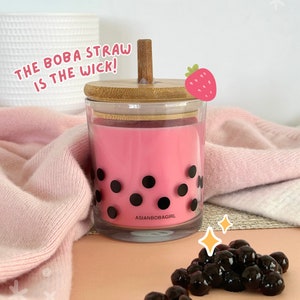 Strawberry Yogurt | Boba Straw Wick Candle