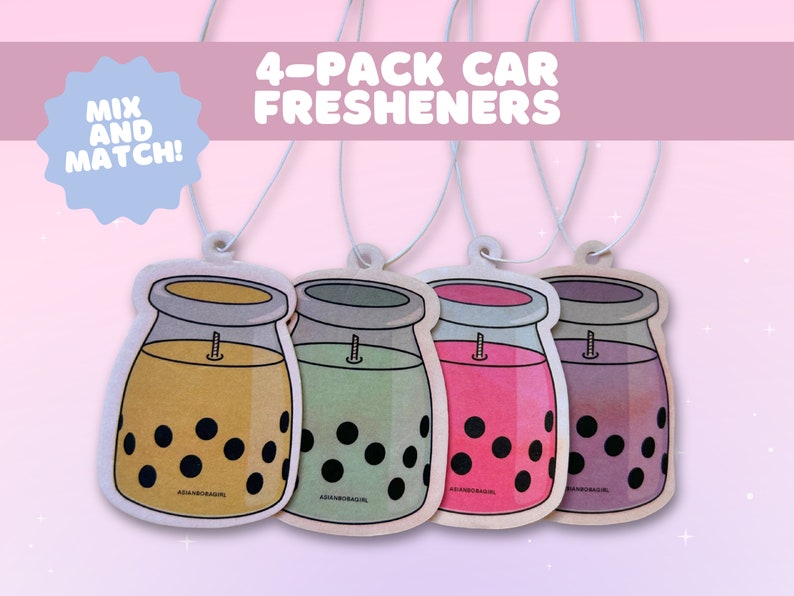 4-Pack Boba Scented Car Freshener Mix and Match image 1