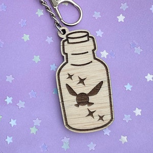 Navi Fairy Keychain - Legend of Zelda inspired | Wood Keychain | Cute Video Game Accessory |