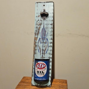 Retro oil can Pinstriped Bottle opener