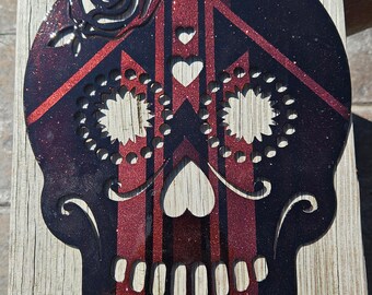Sugar skull sign, lowrider, kustom