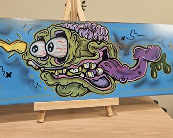 Kustom kulture weirdo painted sign, low brow fink