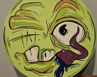 Lowbrow weirdo fink monster sign. kustom kulture garage art mad balls