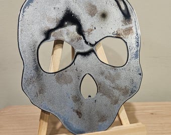 Metal patina rat rod skull sign. Kustom kulture