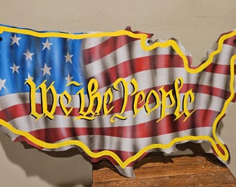 We The People Metal American flag wall sign, patriotic, Americana