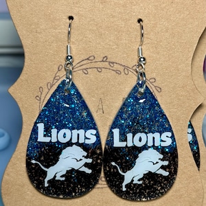 Lions Football Earrings, Gameday earrings, Lightweight  Earrings for Her,  Handmade Earrings