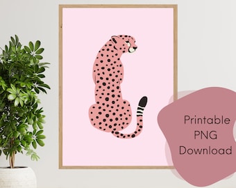 Pink Leopard Poster PNG - Stampabile Wall Art - Trendy Home Decor - Preppy Clipart