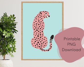 Pink Leopard Poster PNG - Stampabile Wall Art - Trendy Home Decor - Preppy Clipart