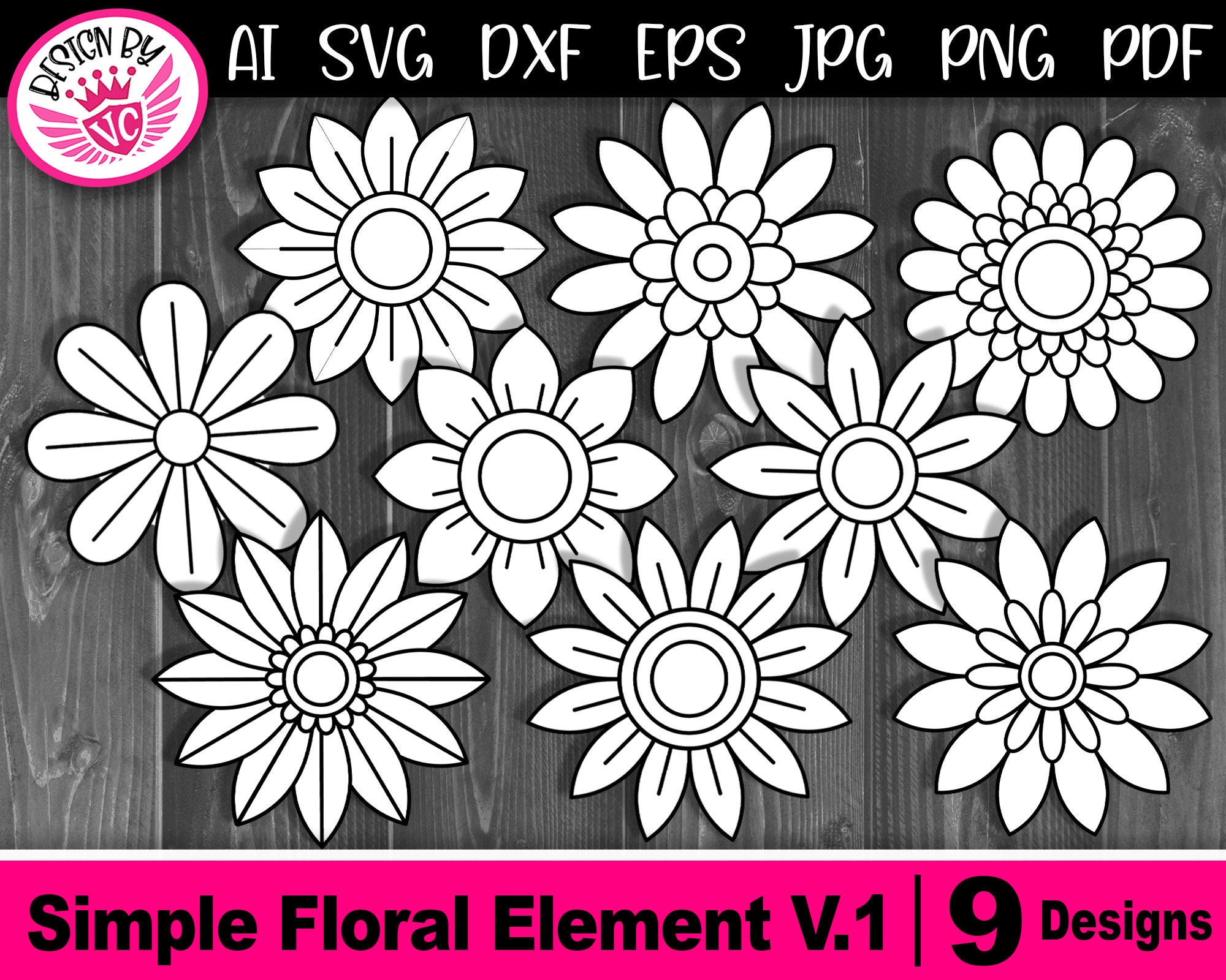Doodle Flower Constructor Contains Such Floral Elements As Flower