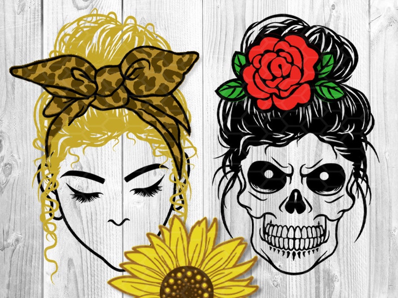 Download Messy Bun Bandana Mom Life SVG Instant Digital Download ...