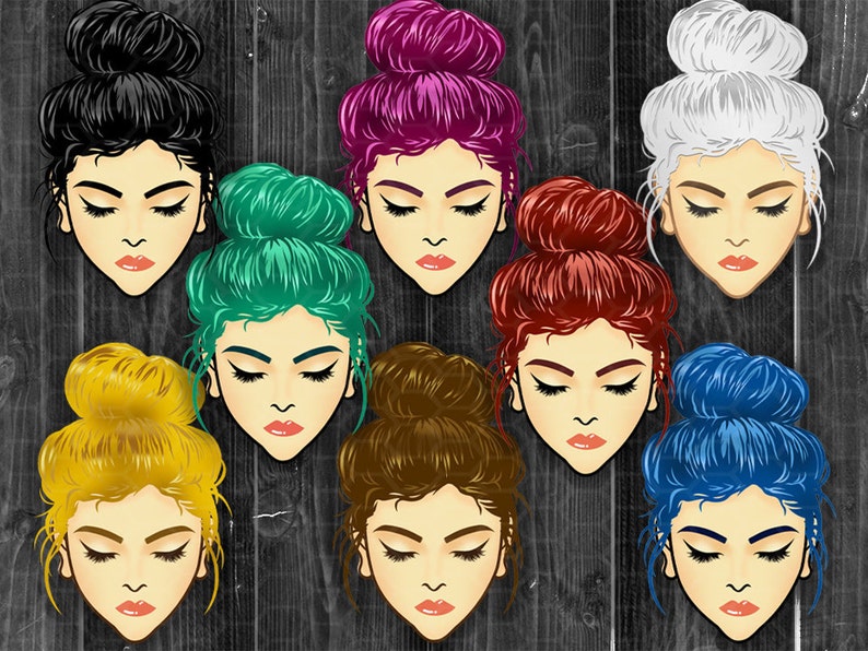 Download Multi Color Messy Hair Bun Mom Life Sublimation PNG Cute ...