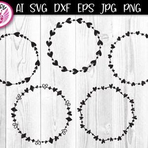 Heart Wreath V-1 Circular Wreath Monogram Clipart Instant Digital Download SVG cut files for Creative DIY Projects, Cricut & Silhouette image 2