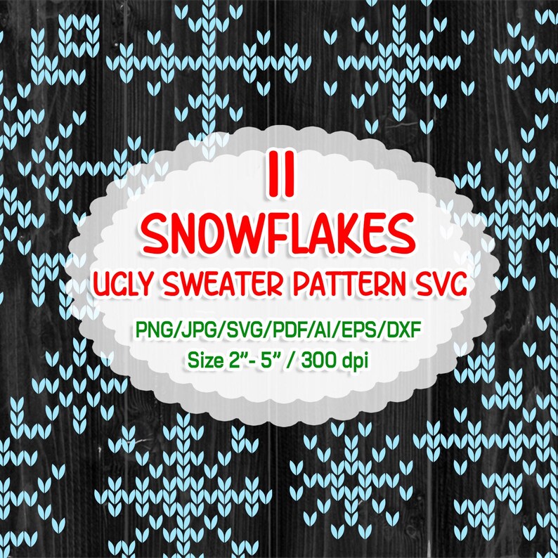 Ugly Sweater Snowflake SVG Clipart, Christmas Design (digital Download ...