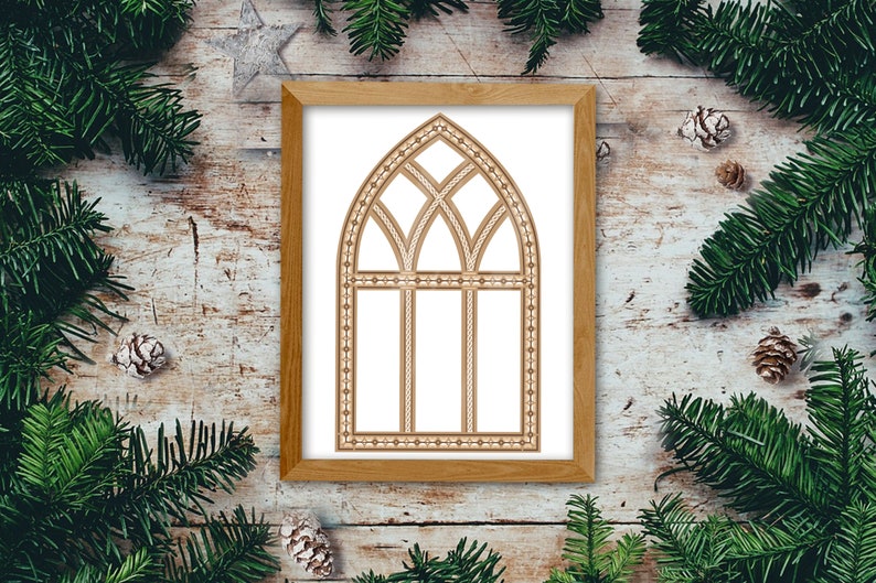 Vintage Farmhouse Window Frame SVG, 3D Arch Layered Design (digital ...