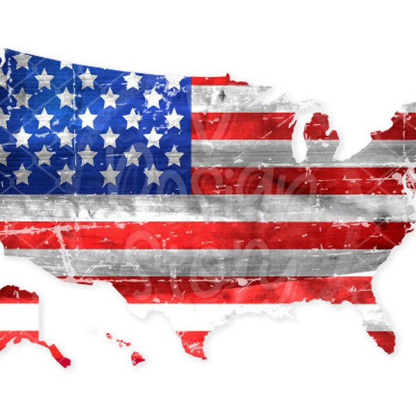 United States of America Distressed US Flag USA Map Vintage Retro Style Design Sublimation PNG Clip Art Instant Download Digital File