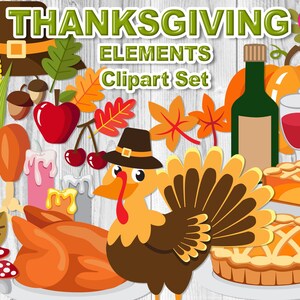 Thanksgiving Elements SVG Sticker, Truthahn, Kürbis, Apfel, Beere, Ahorn, Eichenblatt, Pilz, Eichel Clipart für DIY Handgemachte Bastelprojekte