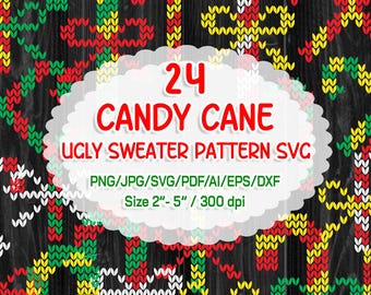 Christmas Ugly Sweater Candycane SVG Clipart, Laser Cut Files (Digital Download)