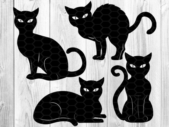 Black Cat Silhouette Halloween Variety Package 15 Vinyl Cat