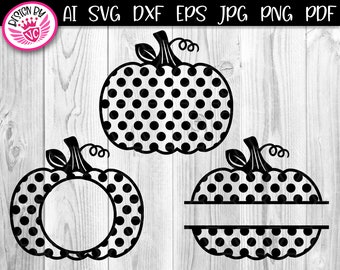 Monogramme citrouille à pois SVG | Fichiers de coupe Cricut d'automne (téléchargement numérique)