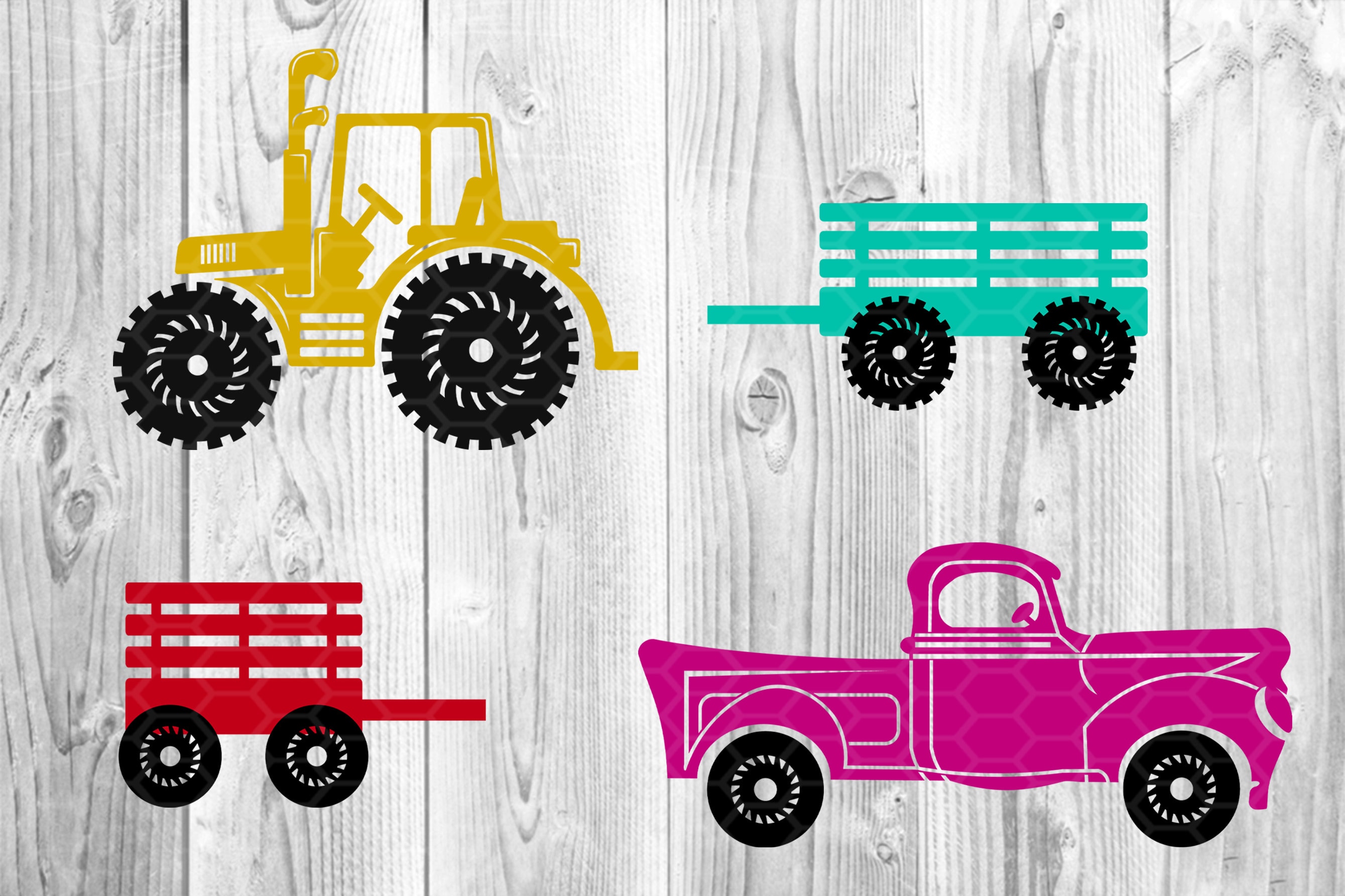 Farmhouse Vintage Truck SVG, Clipart Design Elements for Creative DIY ...