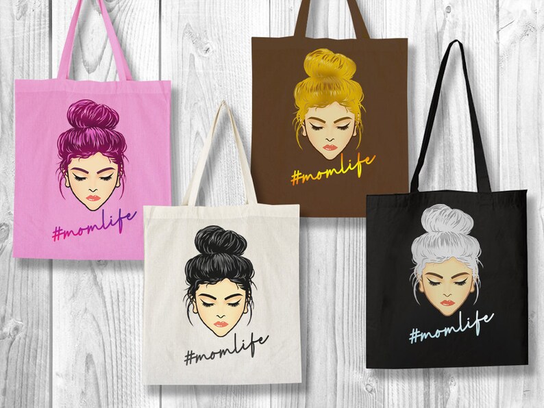 Download Multi Color Messy Hair Bun Mom Life Sublimation PNG Cute ...