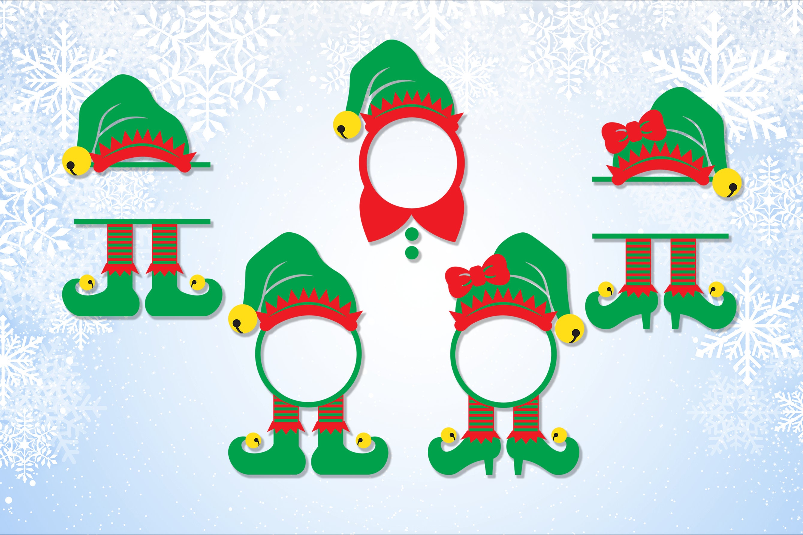 Christmas Character Monogram SVG, Clipart Design Elements (digital ...