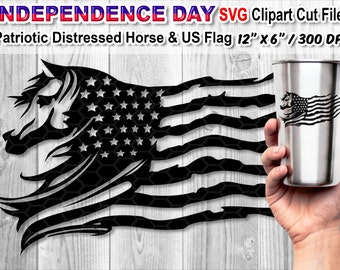 Distressed Horse US Flag SVG, Independence Day Cut File