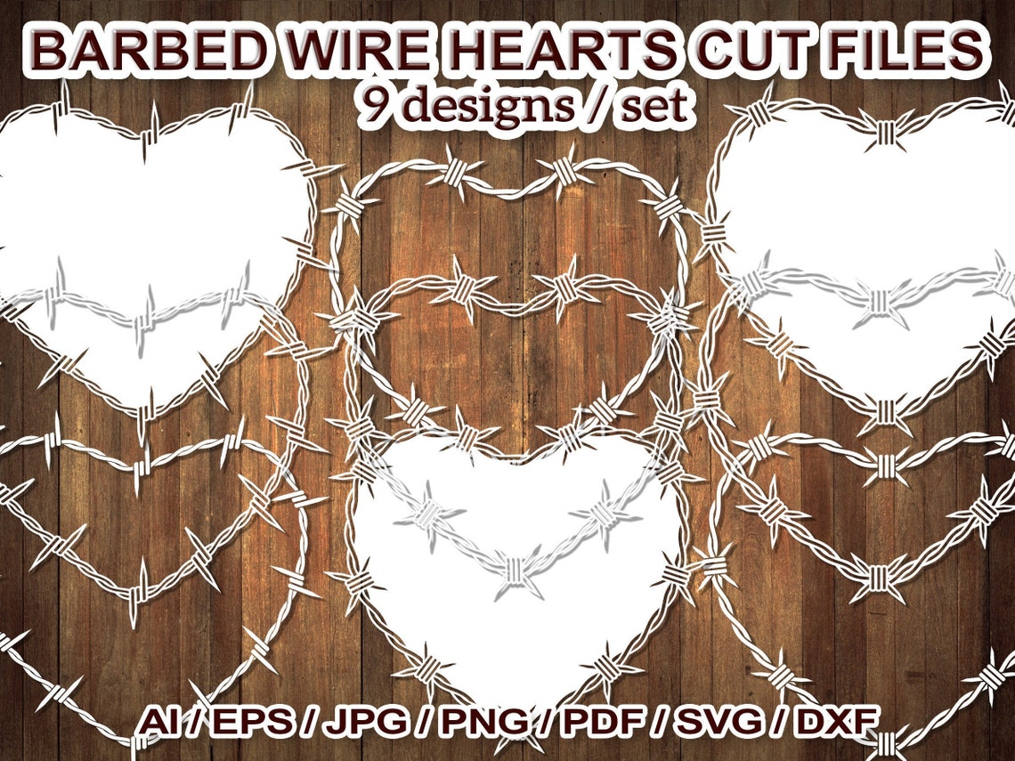 Barbed Wire Heart SVG Set, Border Frame Cut Files (digital Download) - Etsy