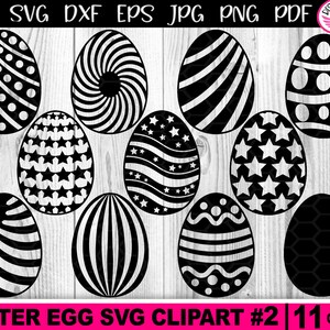 Clipart SVG oeuf de Pâques V.2 | 10 modèles, 1 couche de base, style à mélanger, fichiers coupés, ornements de décoration