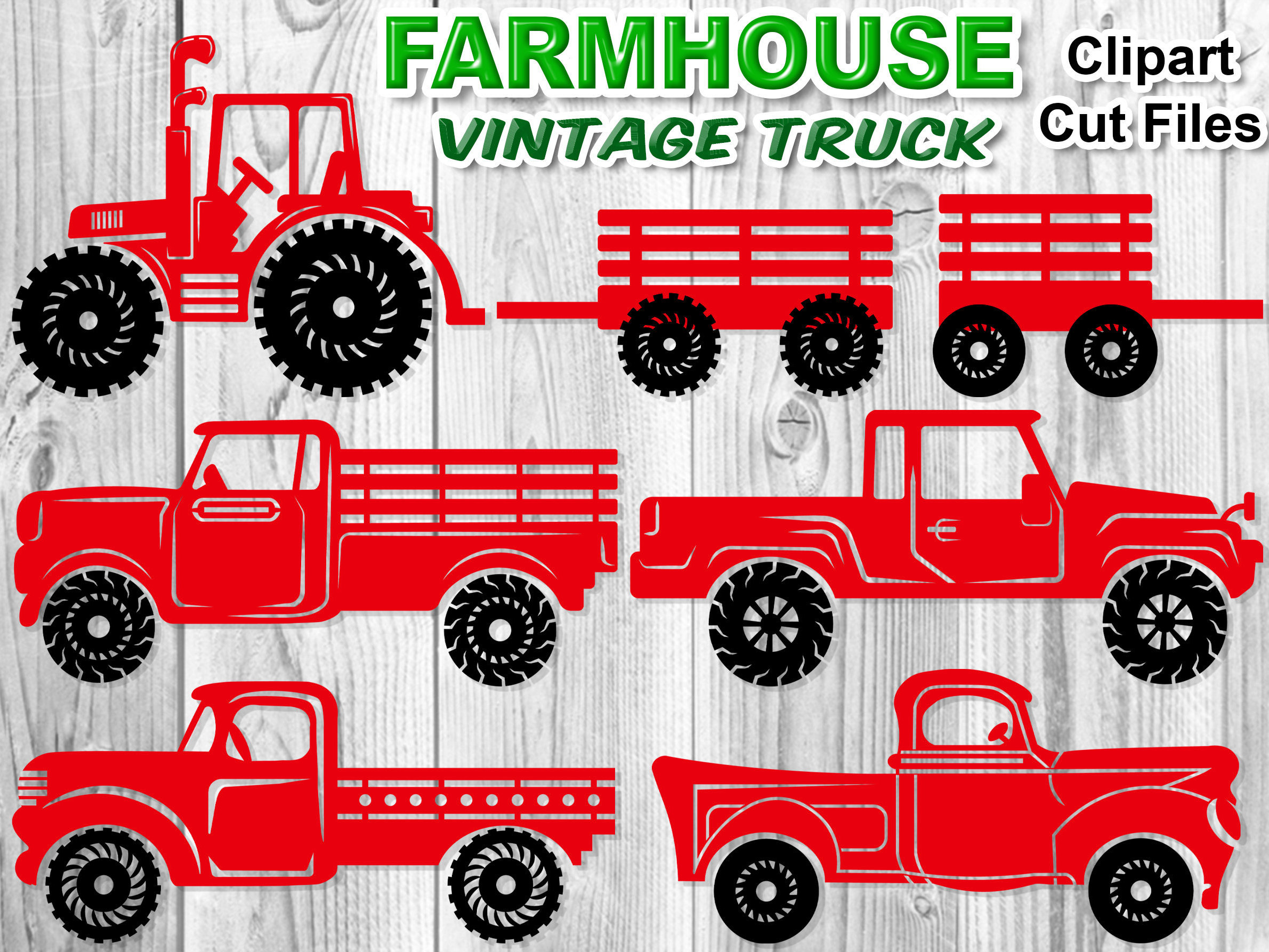 Farmhouse Vintage Truck SVG, elementos de diseño de imágenes ...