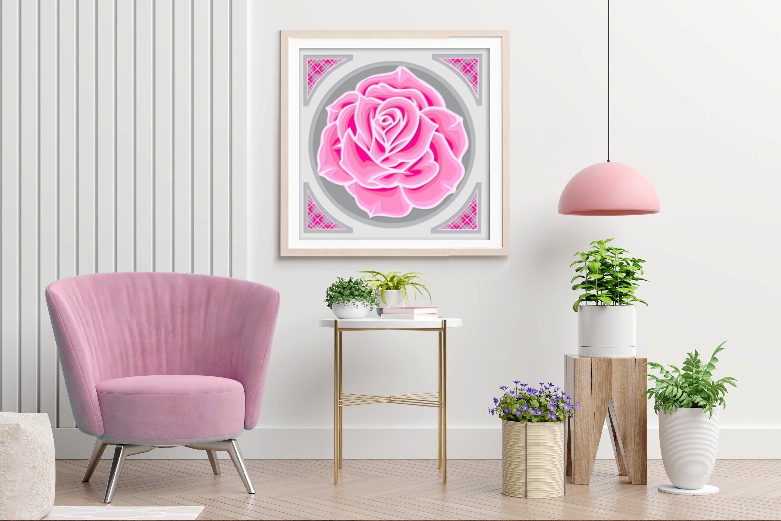 3D Svg Pink Love Valentine's Rose Multi-layered Design - Etsy