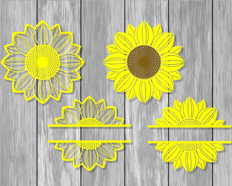 Download Circular Monogram SVG V-5 Sunflower Instant Digital Download | Etsy