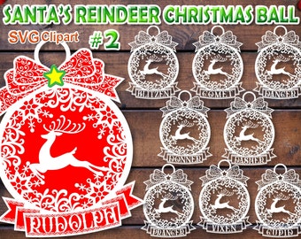 Reindeer Christmas Ball SVG Clipart, Ornament Stencil Designs (Digital Download)