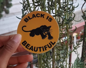 BLACK IS BEAUTIFUL - black panther circle sticker