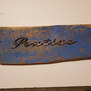 Pontiac Car Emblem Barn Wood Sign