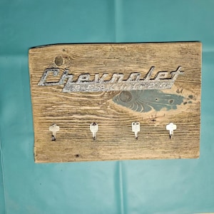 Chevrolet Apache Barn Wood Sign with Key Hooks