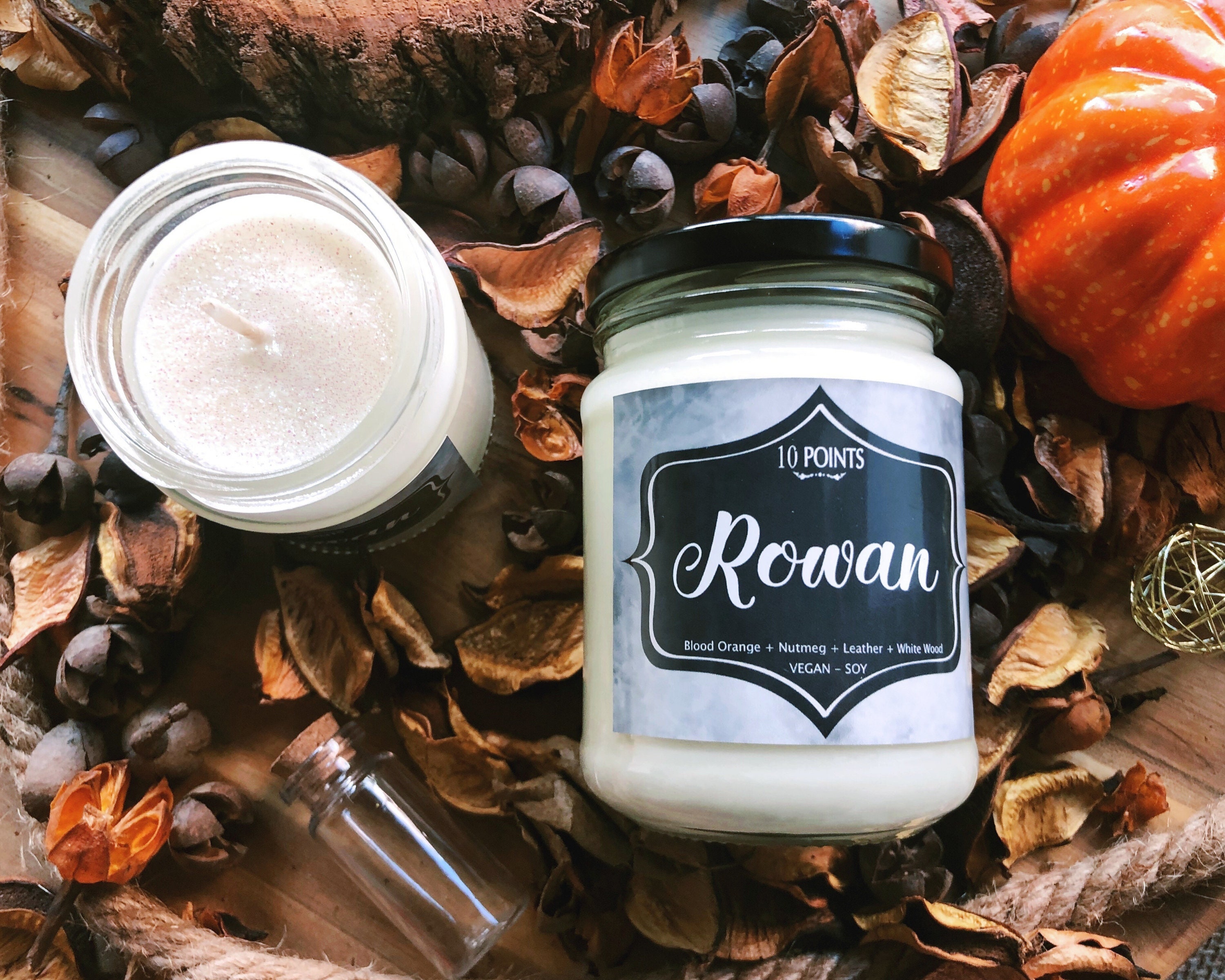 Rowan - Throne of Glass Inspired Soy Candle Scent Notes: Blood Orange, Nutmeg, Leather  White Wood