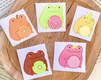 STICKERS KAWAII FROGS pkt of 5 vinyl stickers