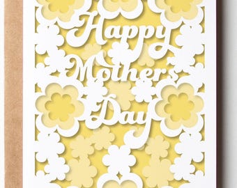 Moederdagkaart SVG, gelaagde retro bloemenkaart papercut voor moeder gesneden bestand kartonproject voor snijmachine, fijne Moederdag