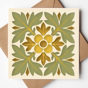 Cartão botânico SVG com design vintage de folhas e flores, outono, outono, qualquer ocasião, em camadas, 3D, cartão de felicitações SVG, Papercraft SVG