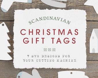 Kersttags SVG-bundel, vakantie gesneden bestandsontwerp voor Cricut, silhouet winter kerstcadeau tags SVG-snijmachine